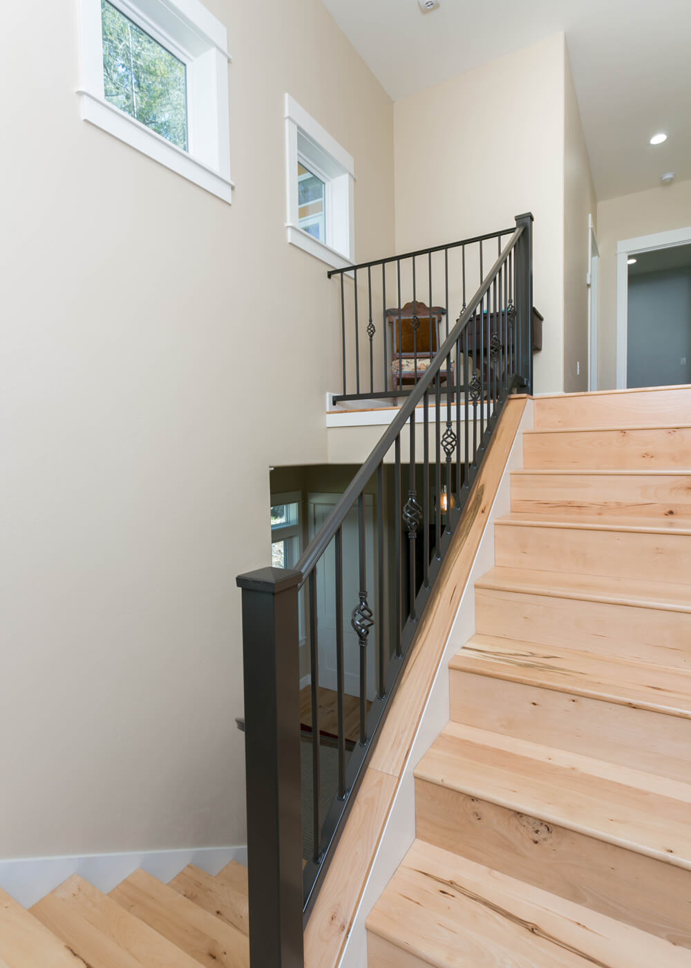 interior staircase of home remodel by general contractors