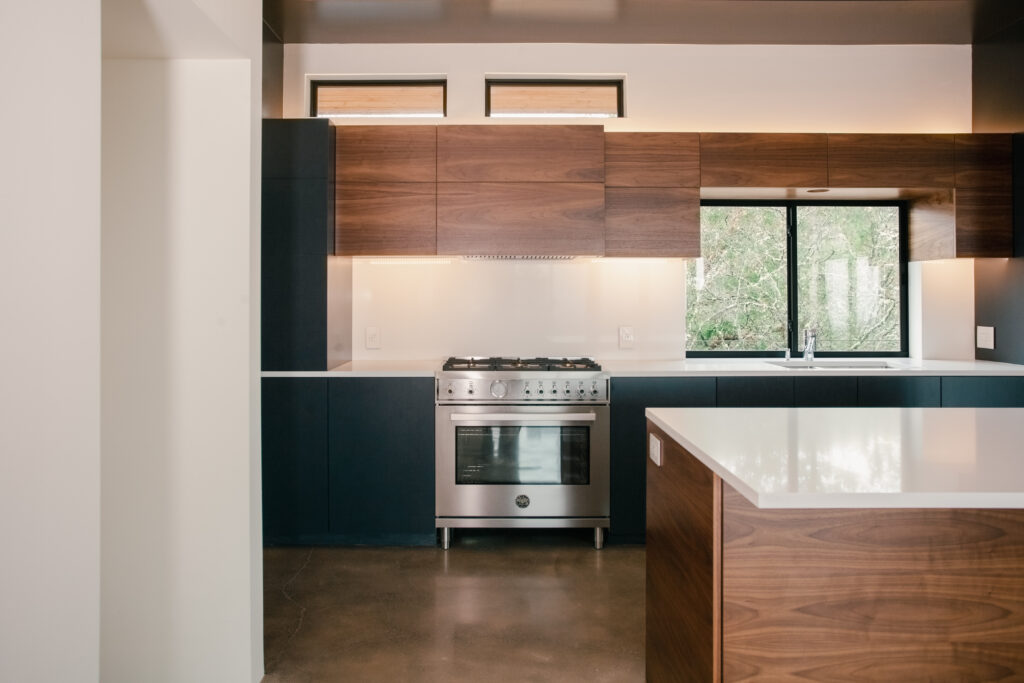 Customized kitchen in a custom built energy efficient home in Oregon